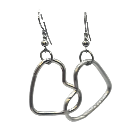 Earrings Silver Tone Heart Dangle Hook Drop Fashion Jewelry Gift SKU2411 - Picture 3 of 6